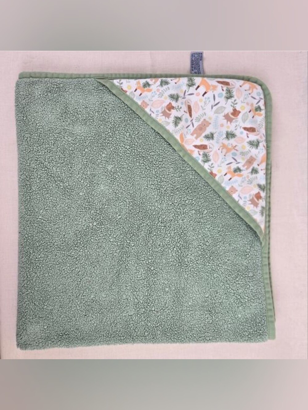 Norwex Kids Hooded Bath Towel - Sage Green Hooded Towel with Woodland Print